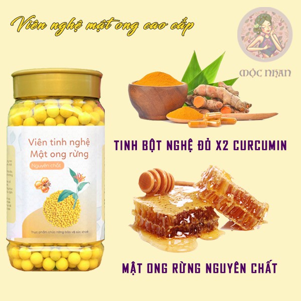 Viên nghệ mật ong, viên tinh nghệ mật ong rừng nguyên chất Mộc Nhan 500gr