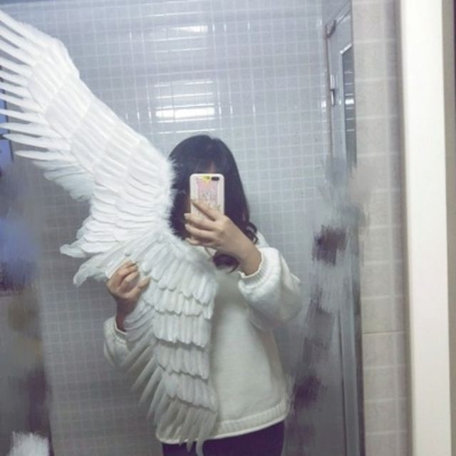 -Cosplay cánh thiên thần trắng và đen có dây đeo -Đạo cụ hóa trang cánh thiên thần