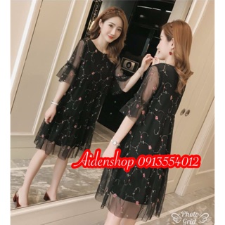Váy bầu đẹp thời trang thiết kế màu đen,trắng dự tiệc freesize 40-68kg