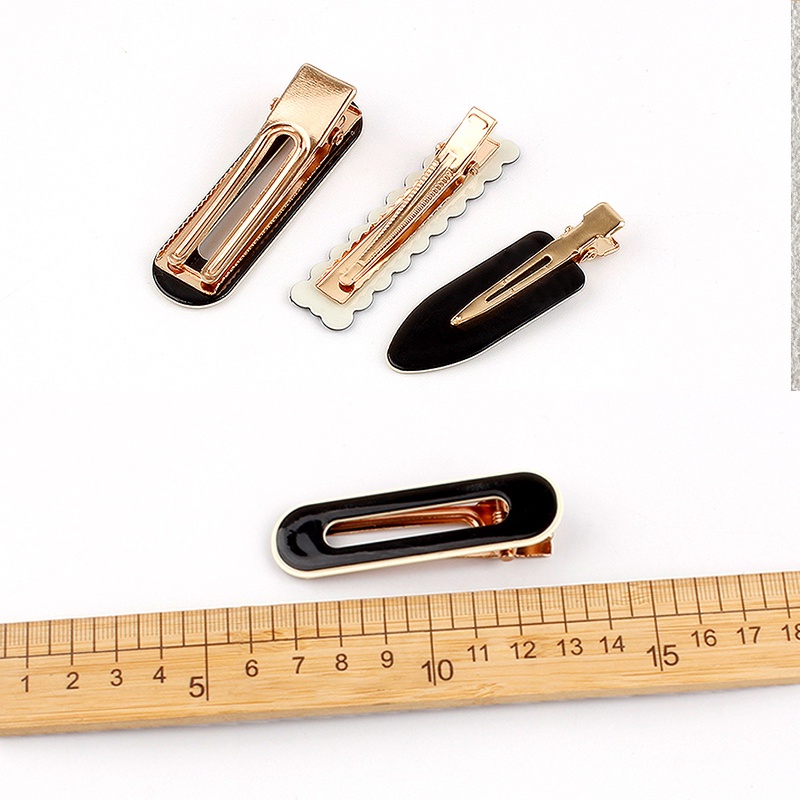 Kẹp tóc Haimeikang họa tiết kẻ ô trắng đen không đường may kiểu Hàn Quốc thanh lịch dành cho nữ