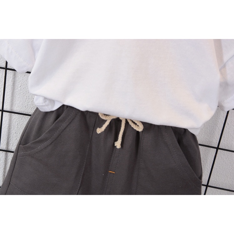 Thun Ngắn Tay In Chữ + Quần Short Thời Trang Mùa Hè Hàn Quốc Cho Bé Trai 1-5 Tuổi bộ đồ