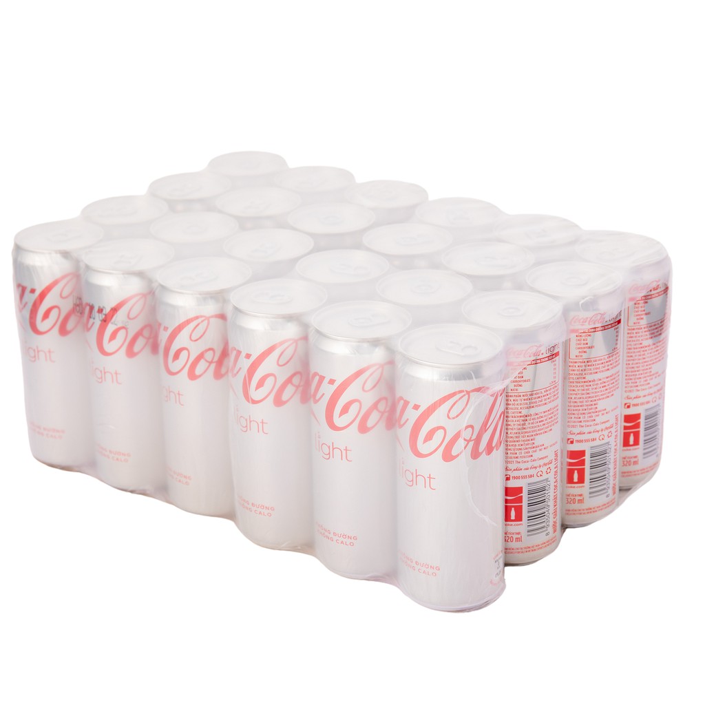 Lốc 24 Lon Nước Giải Khát Không Đường Coca-Cola Light Lon 320ml