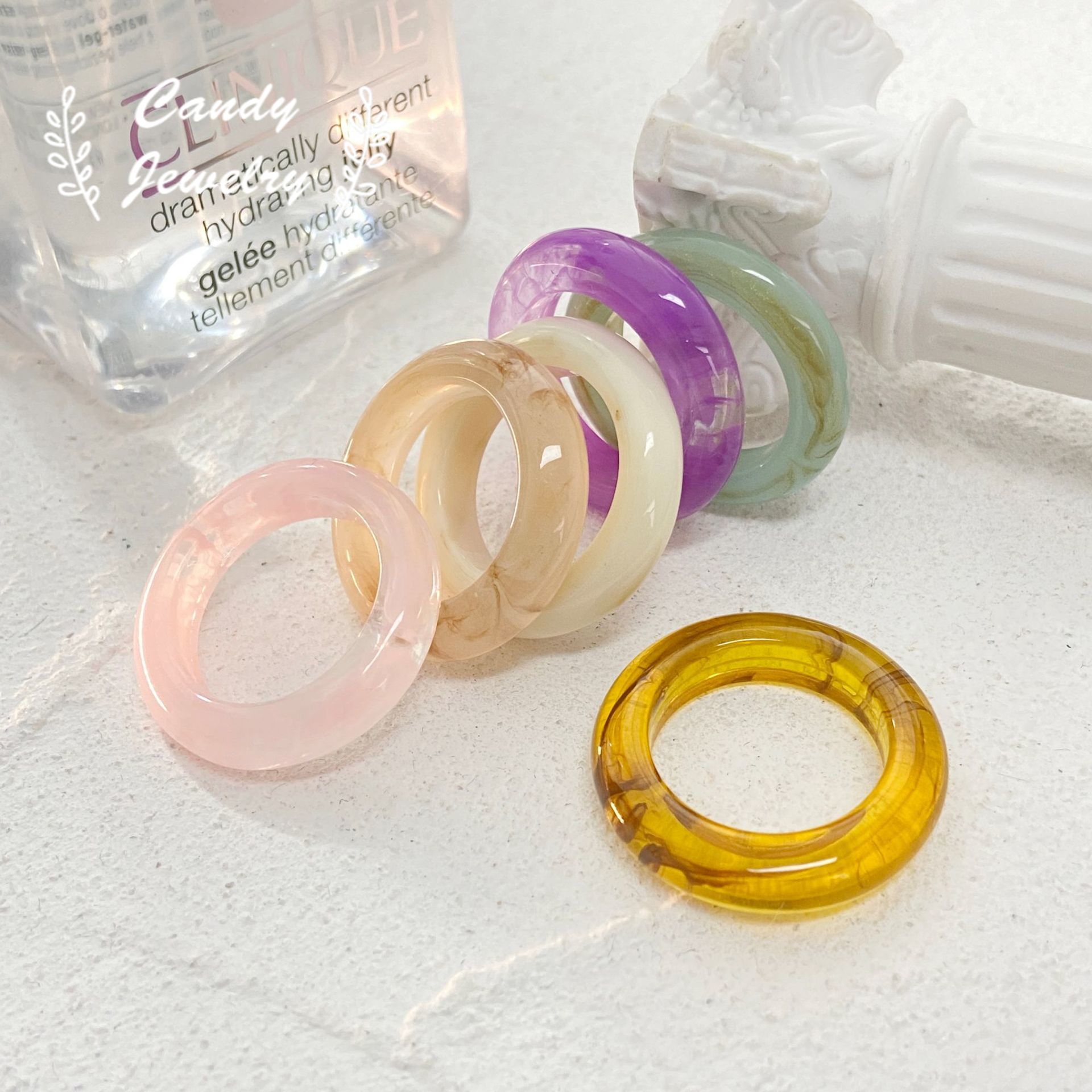 Creative Resin Colored Rings for Women Girls Korean Finger Jewelry