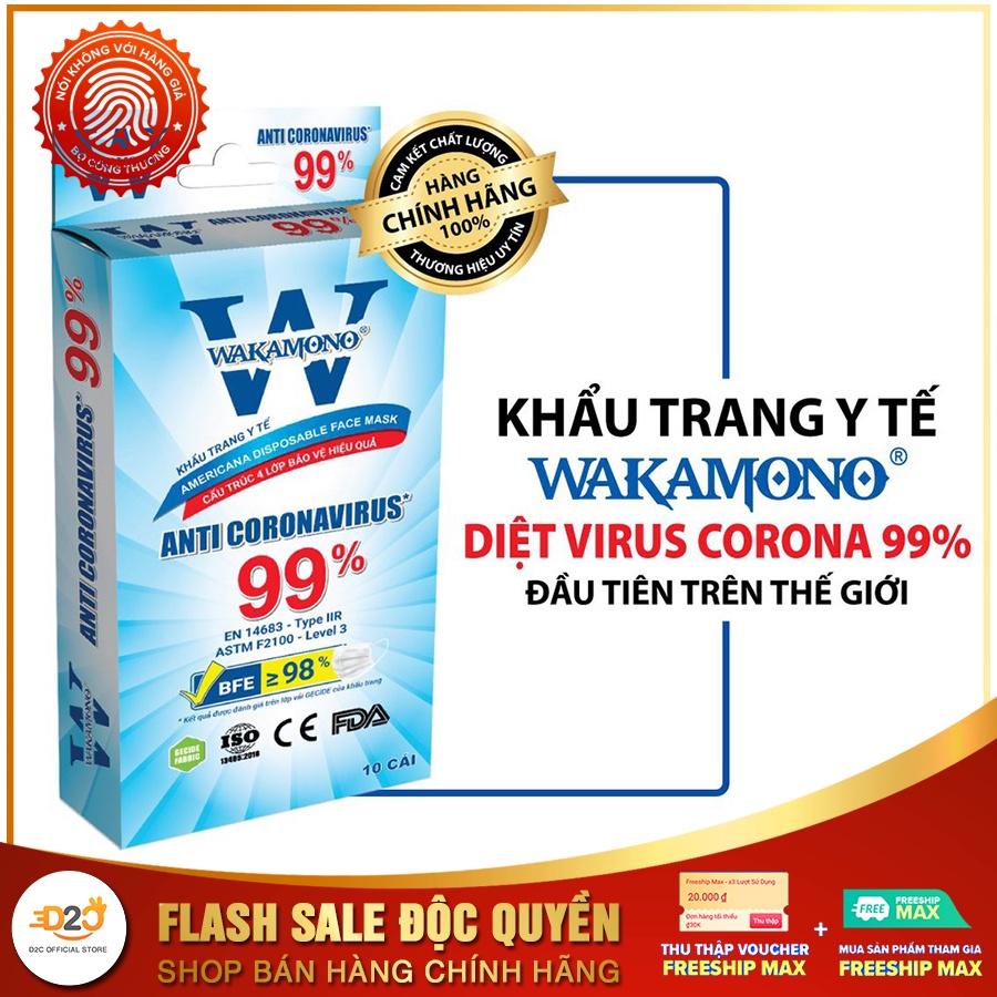 KHẨU TRANG Y TẾ WAKAMONO – (4 Lớp, Hộp 10 Cái) D2C | BigBuy360 - bigbuy360.vn