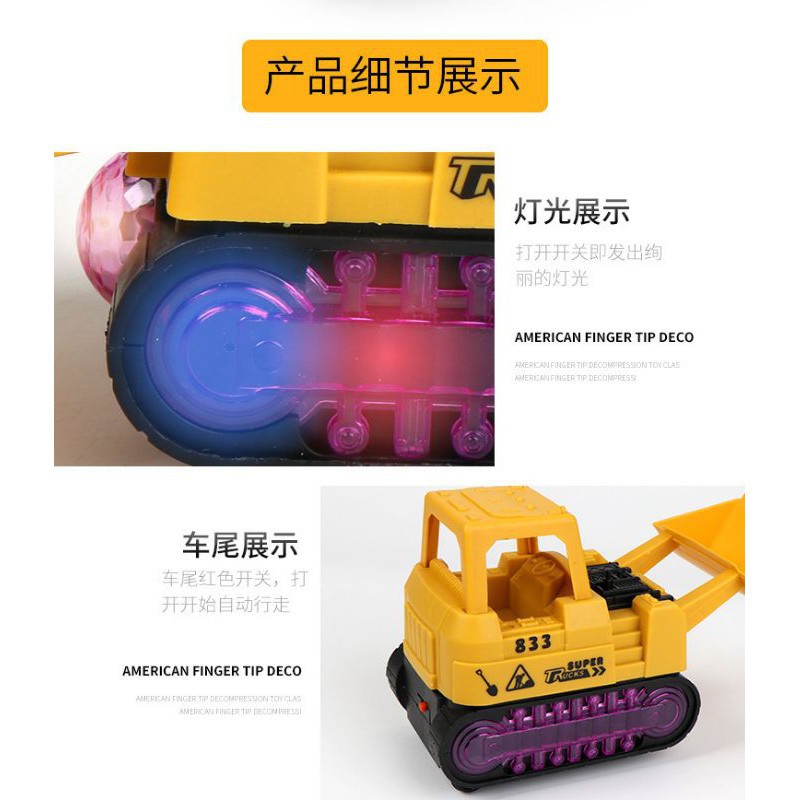 Xe máy ủi, máy lu, máy xúc chạy pin có nhạc, đèn, xoay