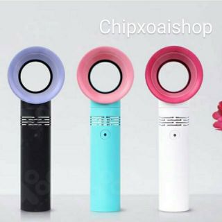 Quạt Cầm Tay Mini Không Cánh còm màu xanh và trắng