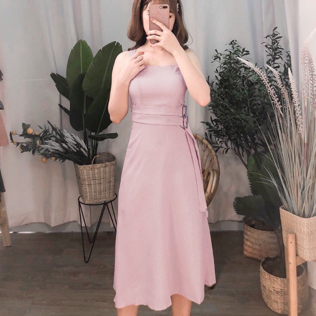 Đầm Caro Nhí Thắt Belt xb(kèm ảnh thật)