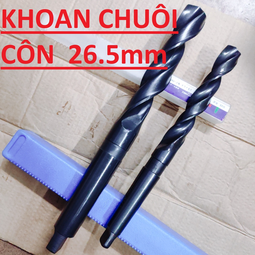 Mũi khoan chuôi côn 26.5mm, chuôi côn MT3, chiều dài lưỡi 165mm,chiều dài tổng 286mm