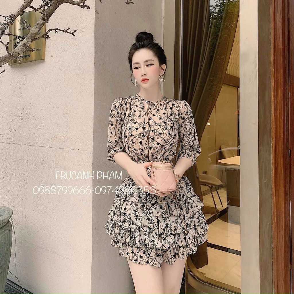 Đầm Tầng Bông Sương Tay Phồng Thời Trang Nữ Sam Closet Free Size 40-55kg