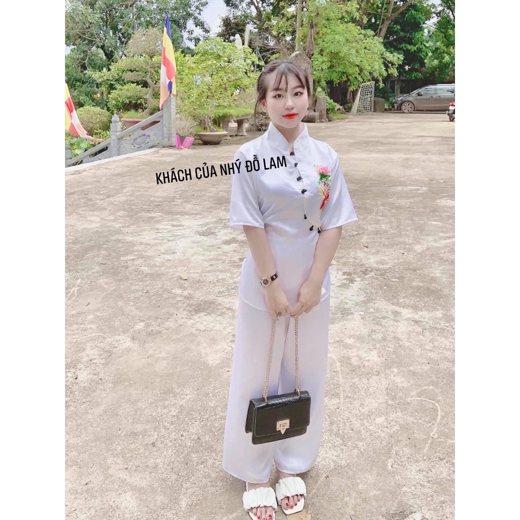 Đồ Lam Nữ Đi Chùa Vải Lụa Cao Cấp Lịch Sự