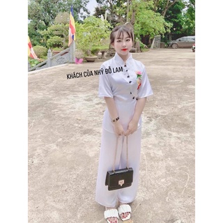 Đồ Lam Nữ Đi Chùa Vải Lụa Cao Cấp Lịch Sự