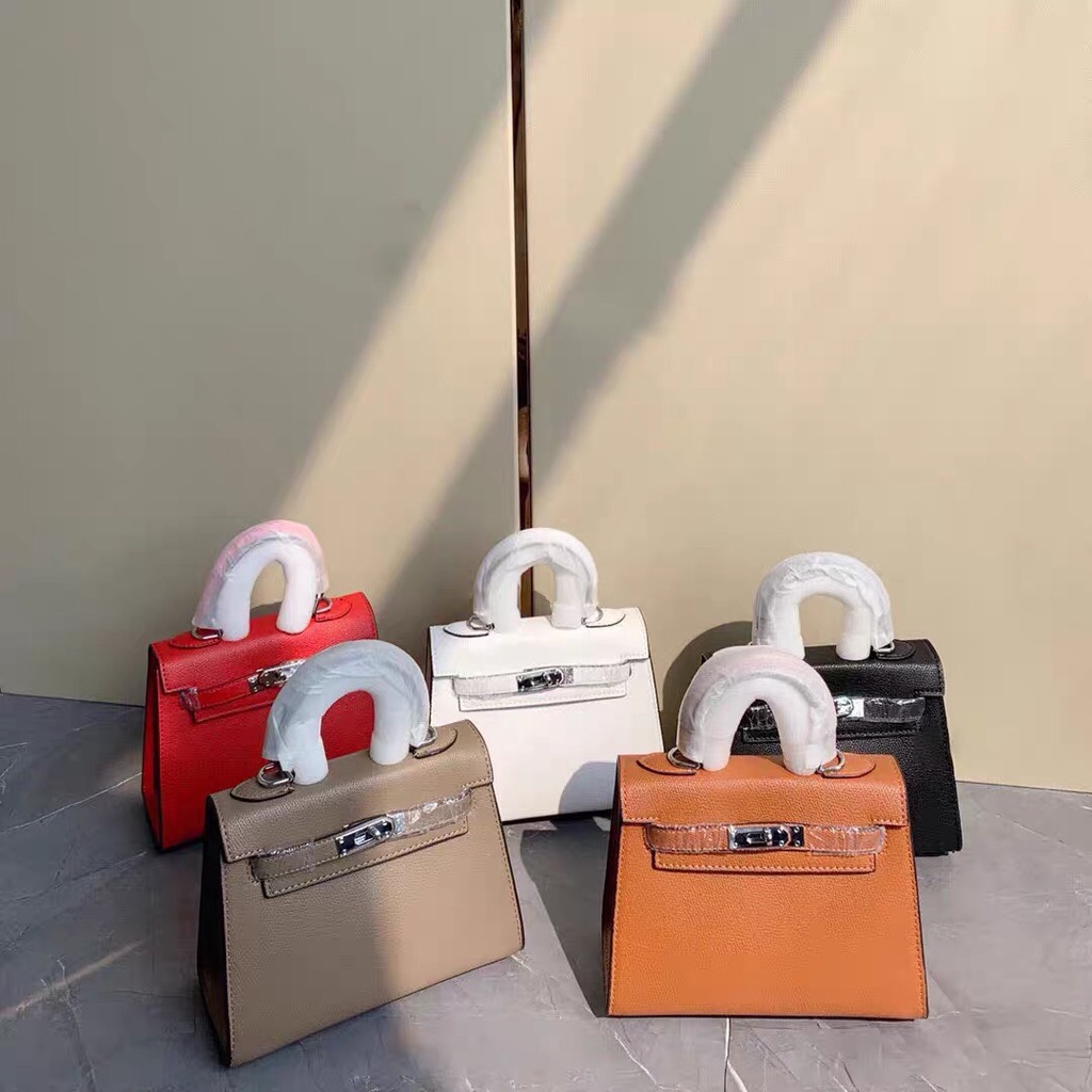 Túi hm size 20, 25 da sần Mã M11 màu đen, màu xám, màu đỏ, hm màu trắng khóa vàng khóa bạc tặng kèm khăn