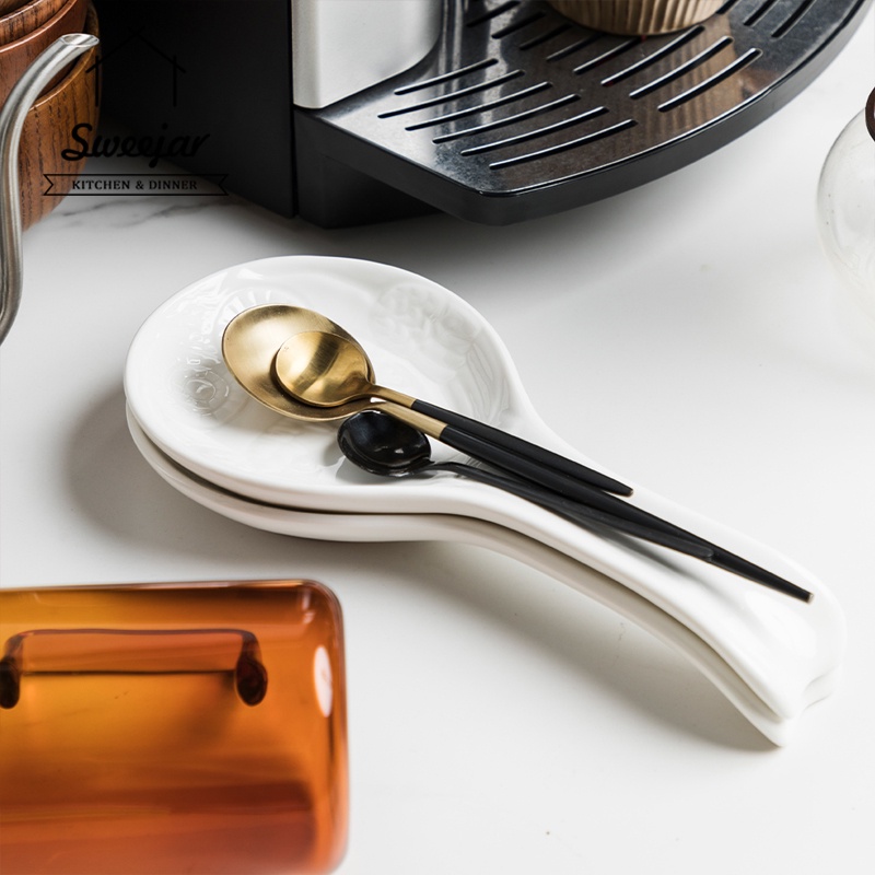 SWEEJAR Set 2 giá đỡ muỗng/ đũa  họa tiết chú chim cú bằng sứ cỡ lớn tiện dụng