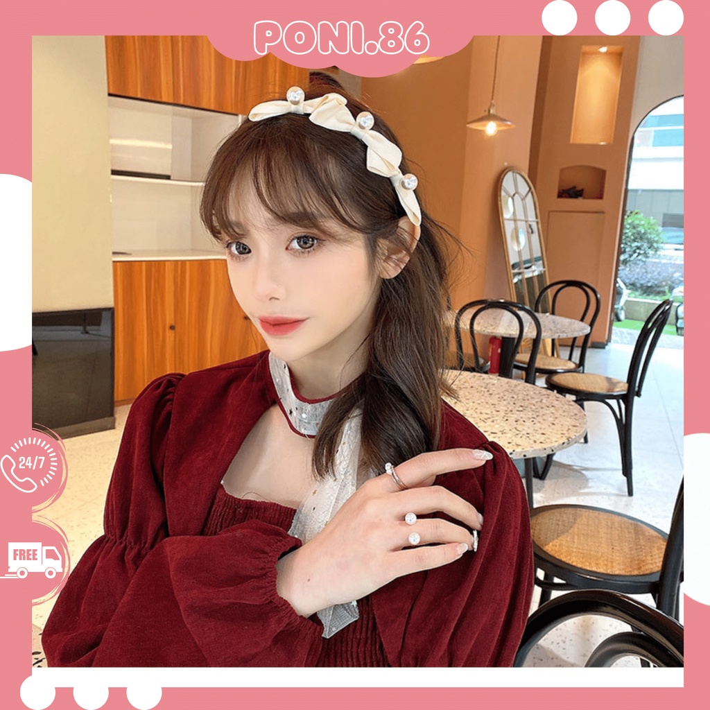 Băng đô,cài tóc, hớt tóc 3 nơ đính ngọc sang chảnh phong cách Hàn quốc