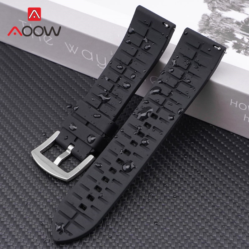 Dây Đeo Đồng Hồ Thể Thao Bằng Silicone Chống Thấm Nước Khóa Inox 22mm