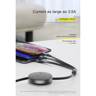 Cáp sạc 3 cổng Type C, Micro USB, Lightning 3.5A  dài 1.2M hãng Baseus