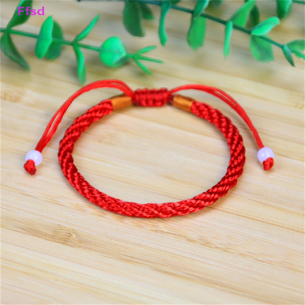 {Ffsd} Vòng Tay Dây Đỏ May Mắn Bện Thủ Công Có Thể Điều Chỉnh Kích Thước Cho Cặp Đôi Bán Chạy