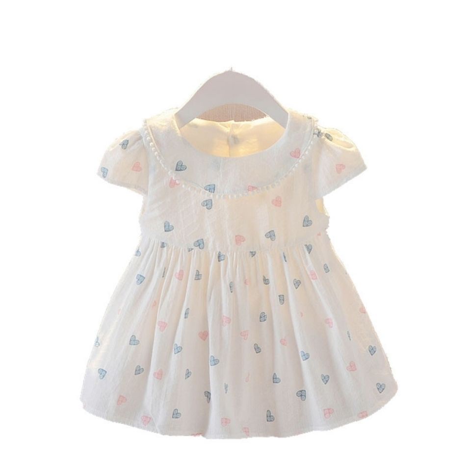 Đầm Tay Ngắn In Hoa Bằng Vải Cotton Thời Trang Mùa Hè Hàn Quốc Mới Dành Cho Bé Gái