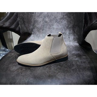 giày chelsea boot da bò lộn màu trắng sữa mã BC3