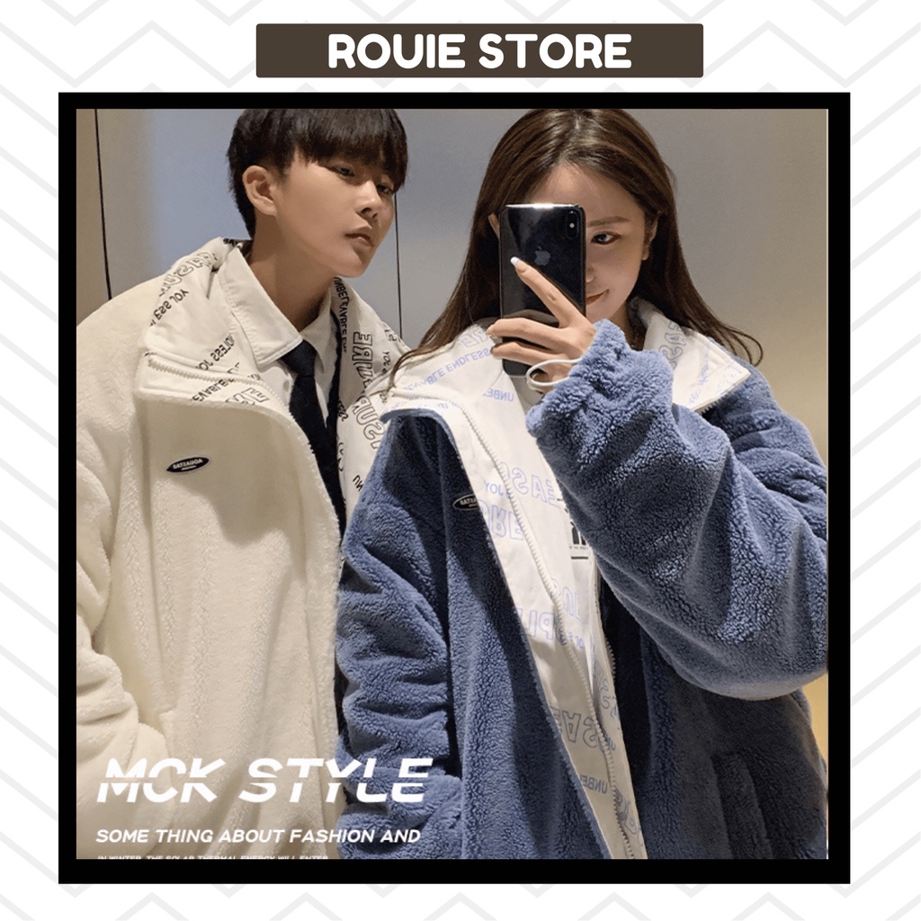 Áo khoác 2 lớp có lót lông cừu siêu min phong cách nhẹ nhàng phiên bản Hàn Quốc cùng ROUIE Store.