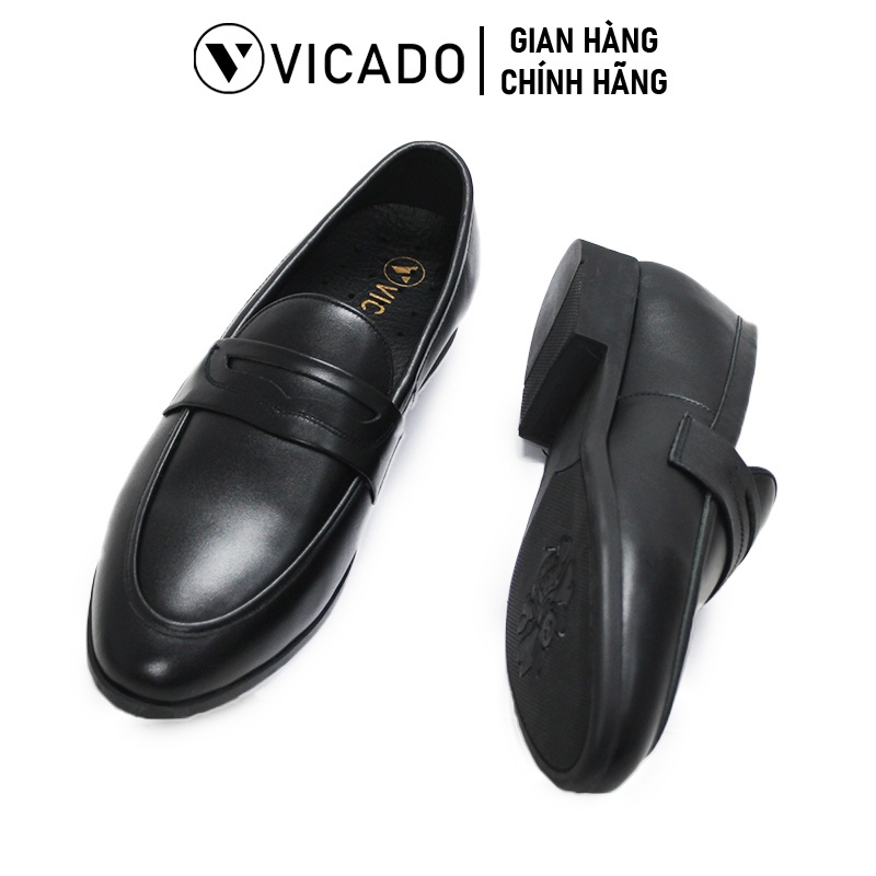 Dây Giày lười nam da bò cao cấp công sở Loafer Vicado VO0112 màu đen