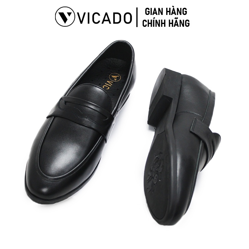 Giày lười nam da bò cao cấp công sở Loafer Vicado VO0112 màu đen