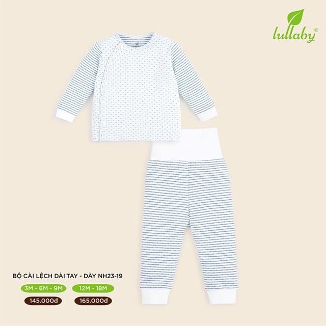 [Lullaby] Bộ cài lệch (cài chéo) vân thoáng quần cạp cao chất siêu mềm đẹp (6-18m)