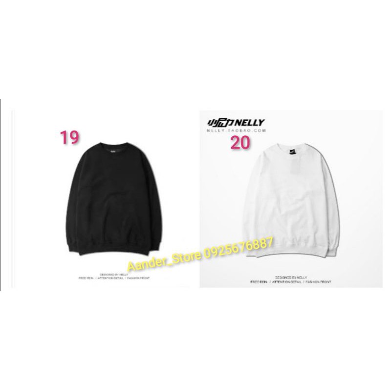 [Sẵn 1 số mẫu] [20 màu] Áo Sweater Unisex nỉ lót lông chính hãng Nelly (order)