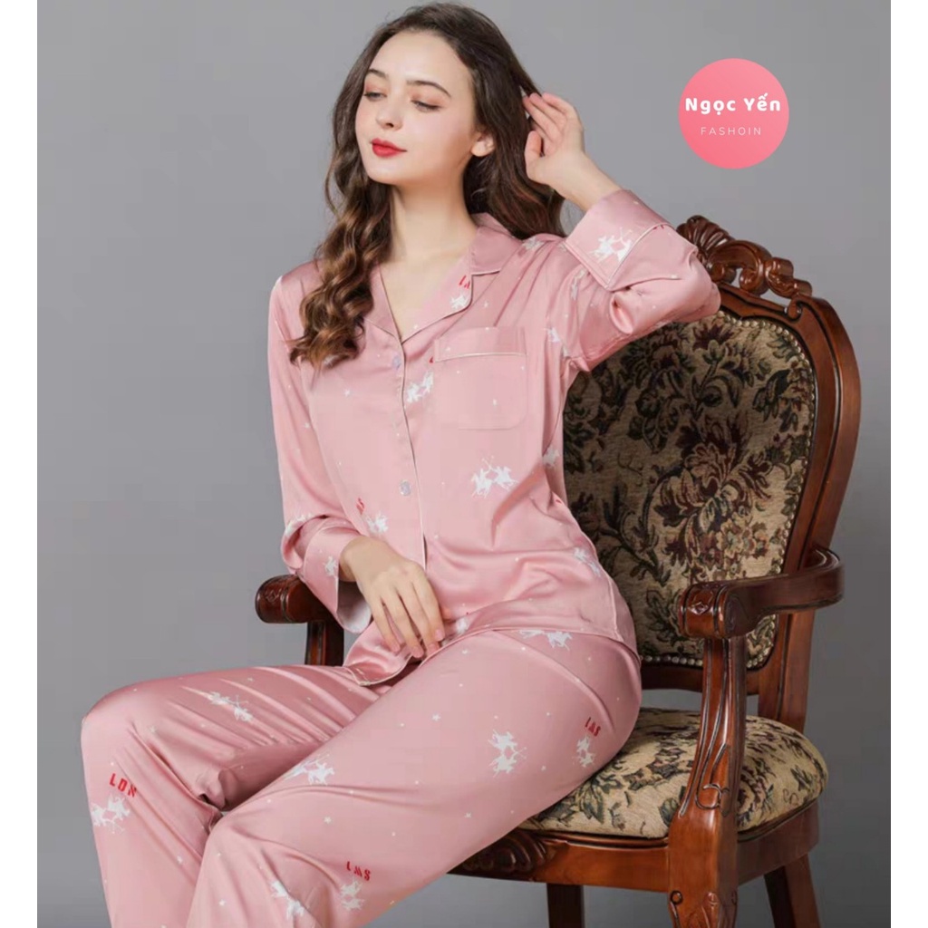 Pyjama đồ bộ dài tay lụa Quảng Châu cao cấp chất lượng | BigBuy360 - bigbuy360.vn
