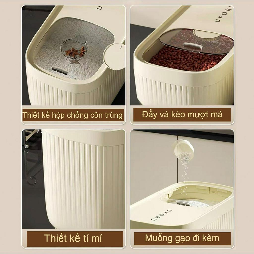 Thùng đựng gạo nhà bếp thông minh chống ẩm mốc uforu nhiều kích cỡ 5kg 10kg 15kg - UF309