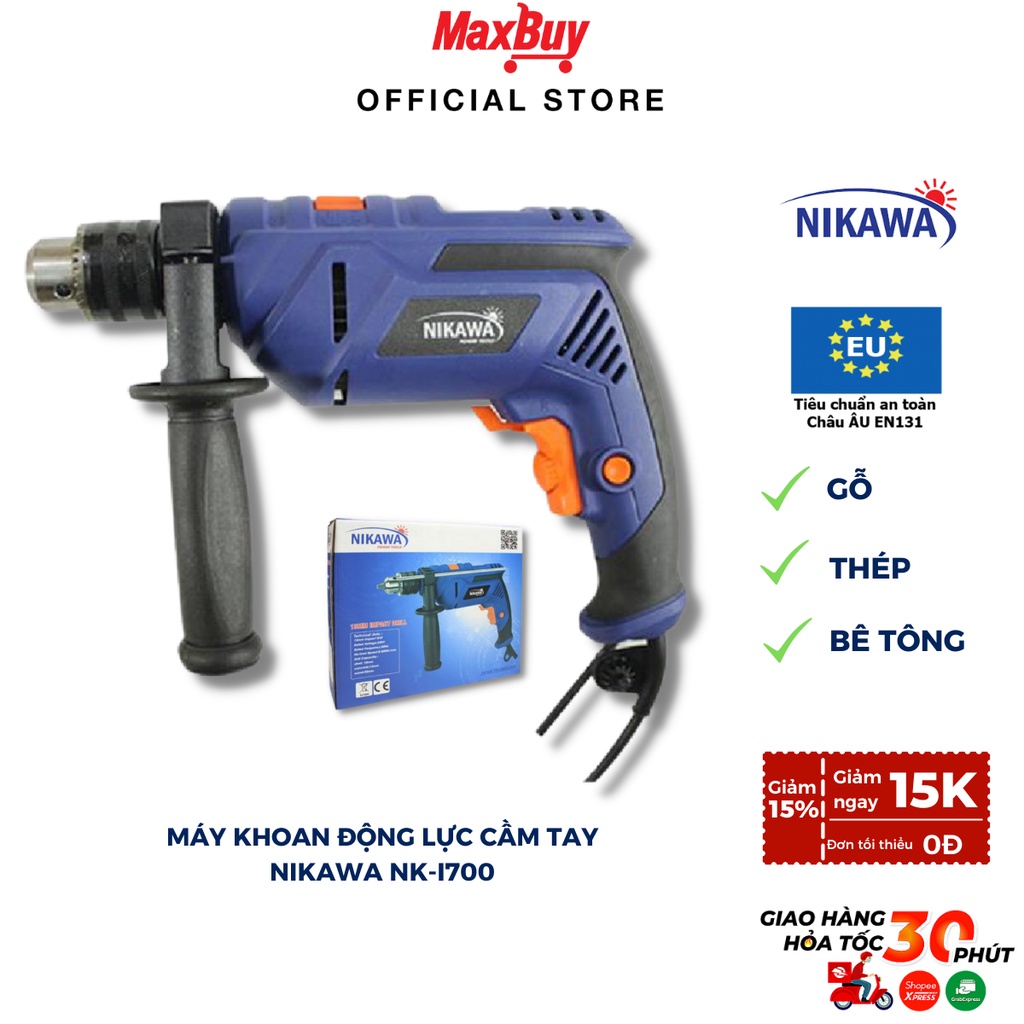 Máy khoan nhật dùng điện cầm tay mini đa năng khoan bê tông khoan gỗ NIKAWA công suất 600w 700w bảo hành chính hãng