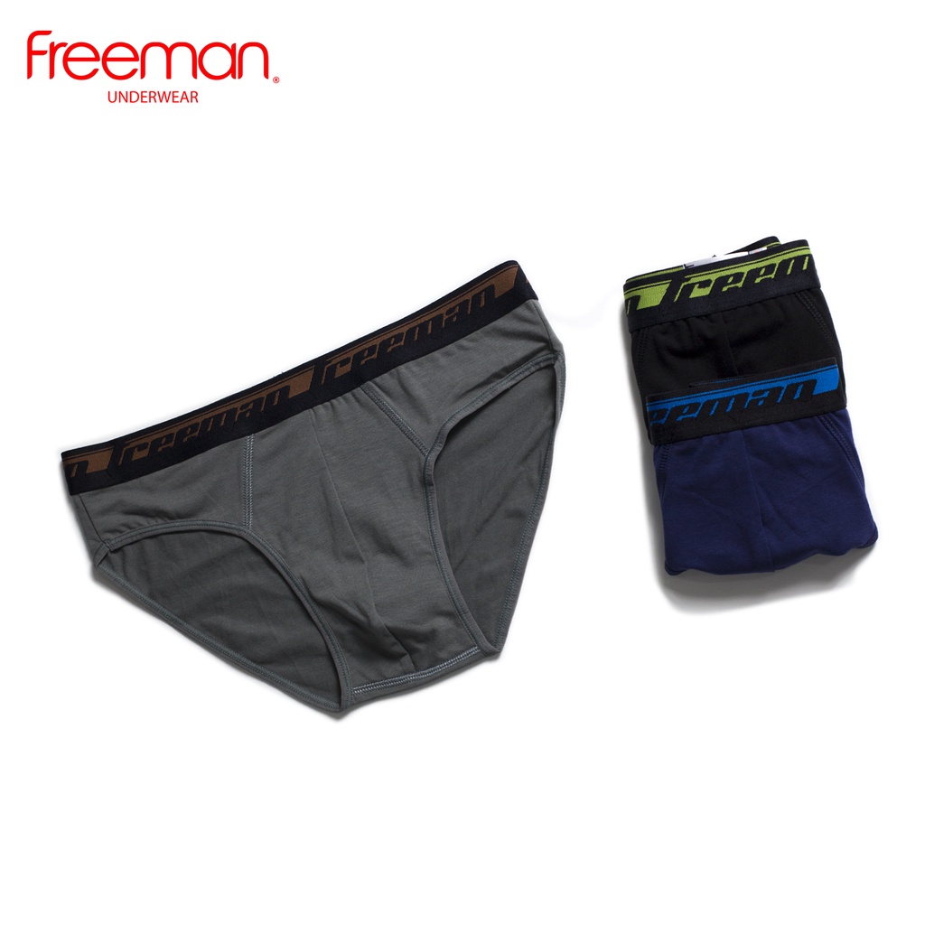 Quần lót nam chất liệu cotton TC, lưng thun bản có dệt chữ Freeman [Combo 3] 6060