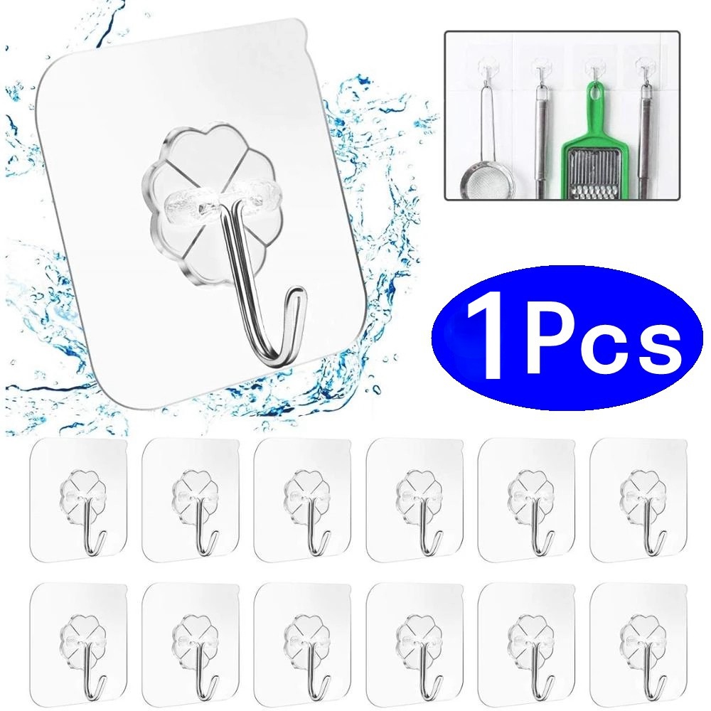 1 Móc Treo Đồ Gắn Tường Trong Suốt Đa Năng Tiện Dụng Cho Nhà Bếp / Nhà Tắm