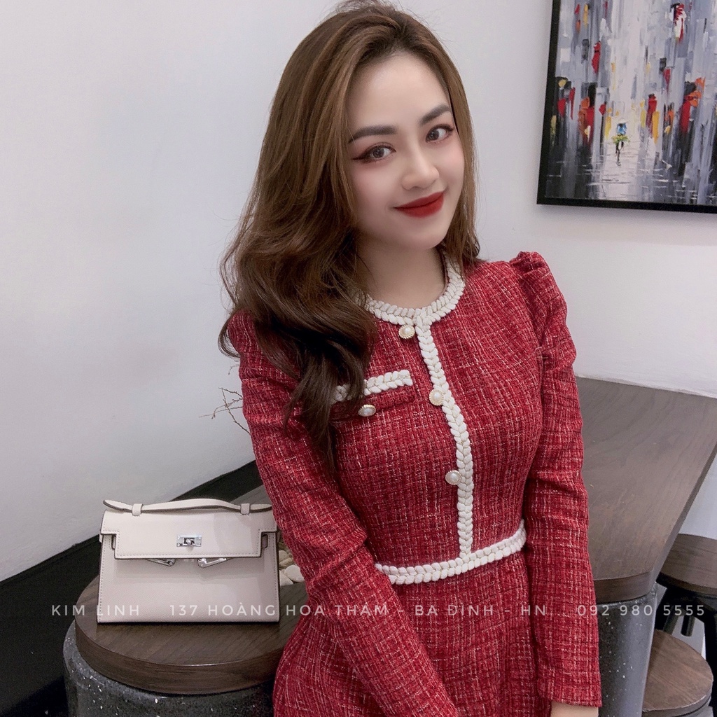 Váy Đỏ Dạ Viền Tết Khuy Ngọc - Kim Linh Shop | BigBuy360 - bigbuy360.vn