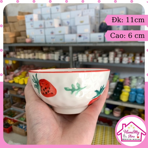 Set Bát Đĩa Decor Dâu Tây Cute Bát Ăn Cơm Chén Dĩa Dễ Thương Bát Ăn Dặm Cho Bé