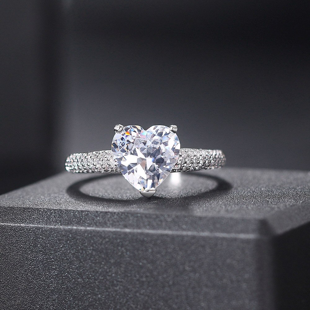 Nhẫn Zircon Trái Tim Lớn Lãng Mạn Cho Phụ Nữ Tình Yêu Cô Dâu Lời Hứa Đính Hôn Cưới Nhẫn Nữ Nhẫn Ngón Tay Tuyệt Đẹp Trang Sức R540