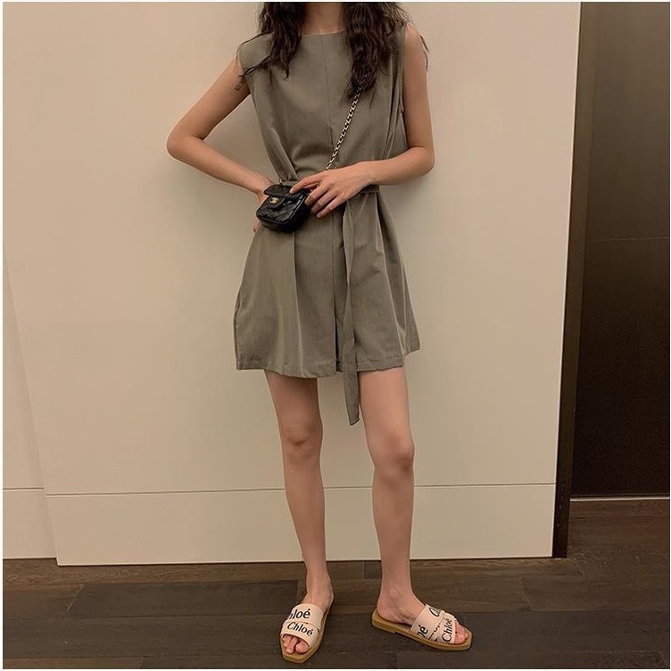 Jumpsuit kèm đai lưng bo eo đơn giản phong cách Hàn Quốc