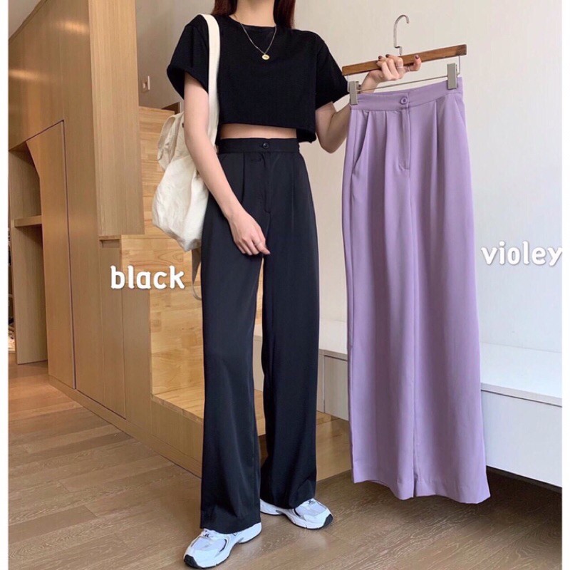 Quần ống rộng nữ,quần culottes nữ dáng dài khoá trước chất liệu vitex