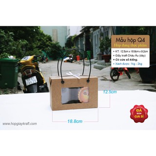 25 cái - Hộp giấy kraft đựng 2 hộp thực phẩm khô gà, 2 hộp nhựa nắp nhôm 500ml = Hộp Q4