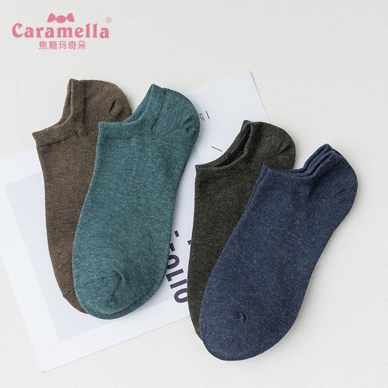 Hộp 12 đôi tất lười nam ngắn cổ nhiều màu Caramella