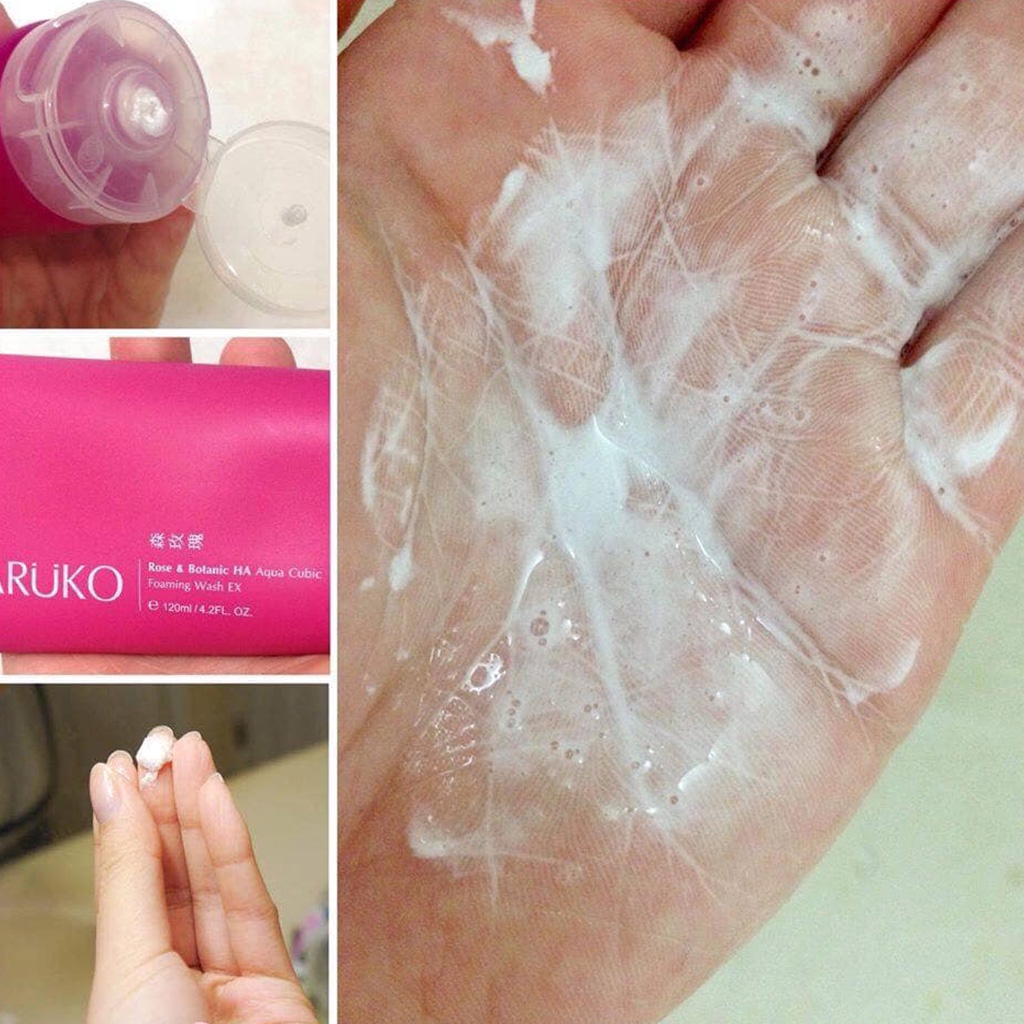 Sữa Rửa Mặt Bọt Hoa Hồng Nhung Rừng Naruko Rose &amp; BOTANIC HA Aqua Cubic Foaming Wash EX 120ml