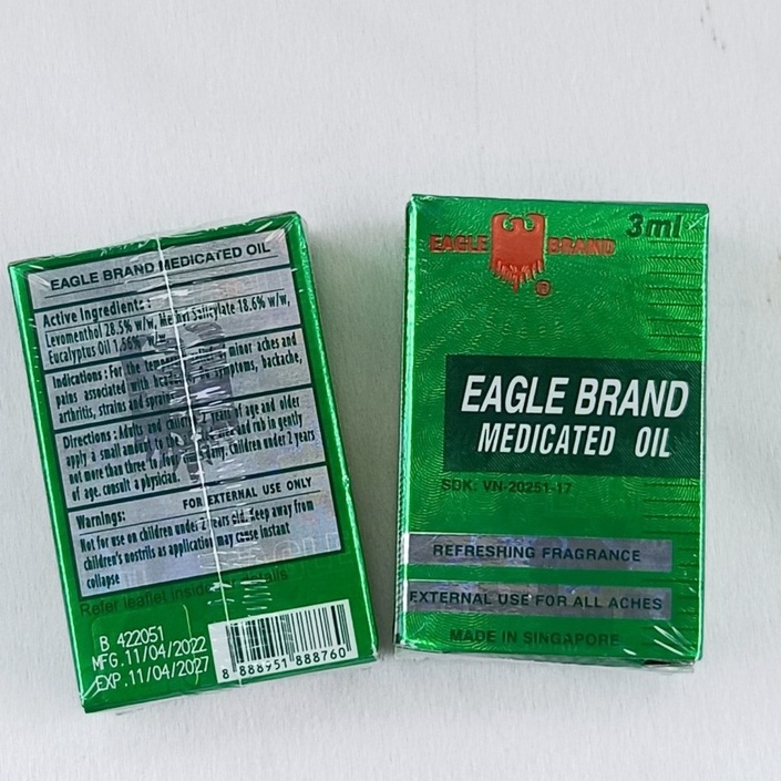 Dầu gió xanh Con Ó Singapore 3ml chính hãng