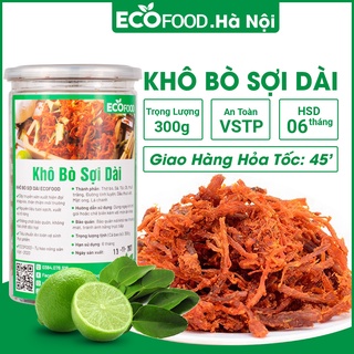 Khô bò sợi lá chanh 300G ecofood dài mềm đậm vị an toàn vệ sinh thực phẩm