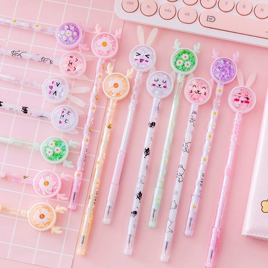 Sáng bóng Bướm hoạt hình Bút gel 0,38mm Bút gel Bút mực đen Quà tặng Học sinh Đồ dùng trẻ em Dụng cụ viết