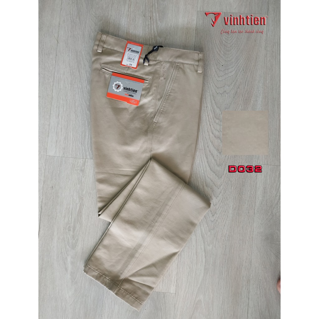 Quần Kaki Trơn 0Ly 100% Cotton Trung Niên Vĩnh Tiến Kem Vàng D030