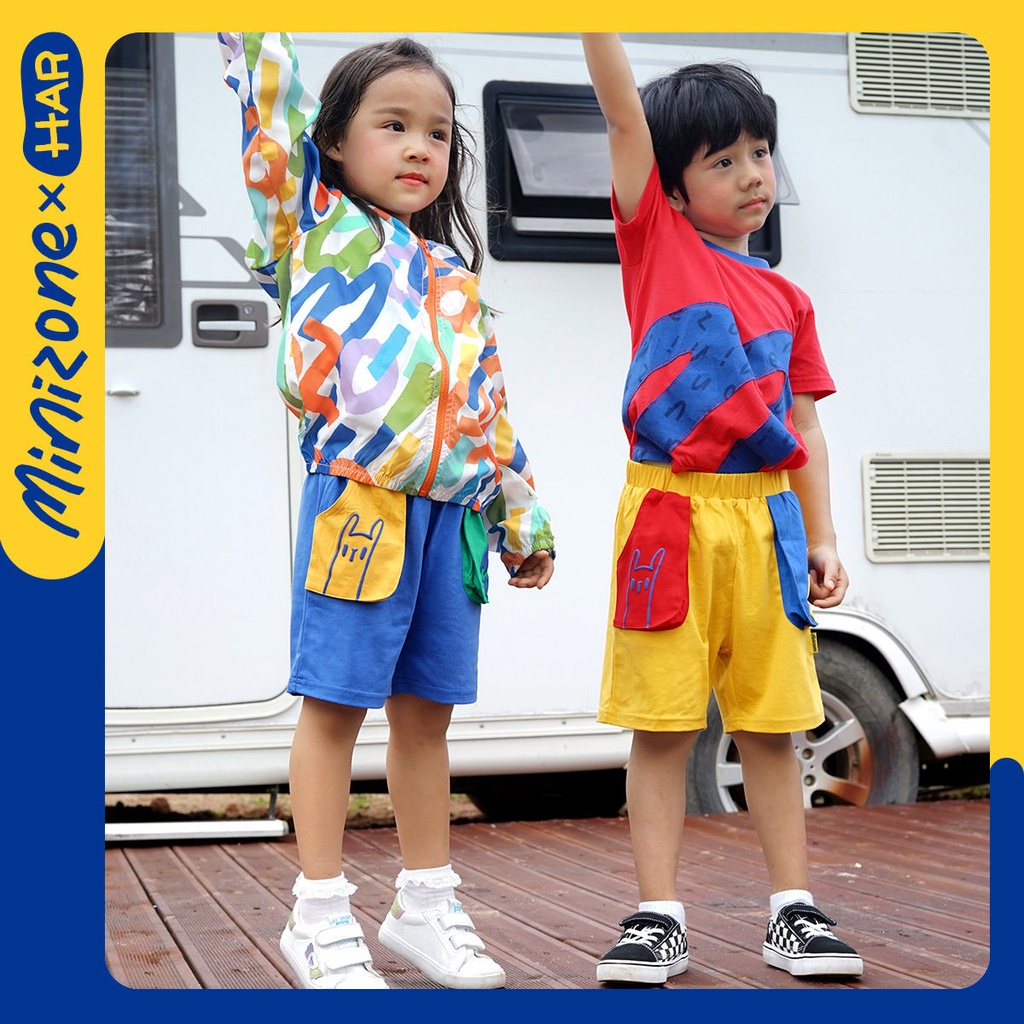 [Babycat Hàng Có Sẵn Quần Short Thể Thao Cotton Mỏng Dáng Rộng Màu Sắc Tương Phản Phong Cách Nhật Bản Hàn Quốc Thời Trang Mùa Hè Giản Dị Dành Cho Bé Trai Và Bé Gái