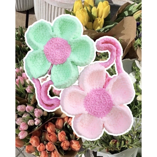 Túi len hình bông hoa - Crochet Bloom Bag - Mếu Máo