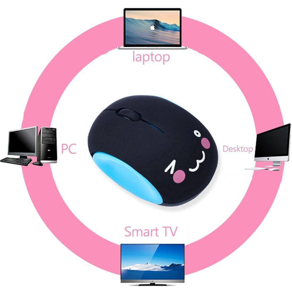 Chuột Quang Không Dây 2.4G 1600 DPI Hình Mặt Cười Dễ Thương