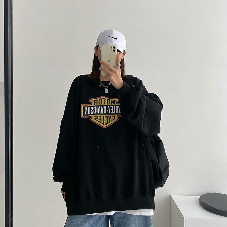 Áo sweater dáng rộng phong cách Harajuku thời trang thu đông mới cho nữ 2021