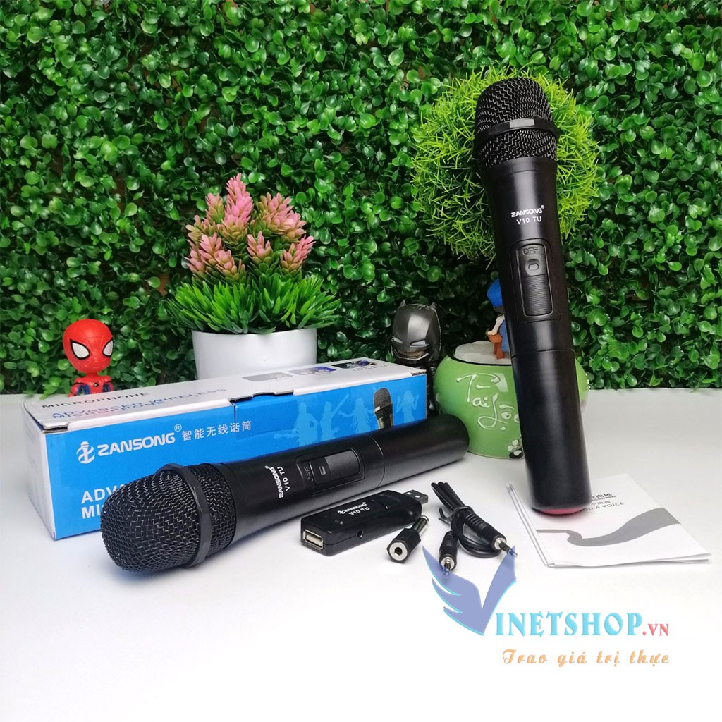 Micro Karaoke không dây cho loa kéo Zansong V10  - Hỗ trợ các thiết bị có jack cắm 3.5mm và 6.5mm -DC2168